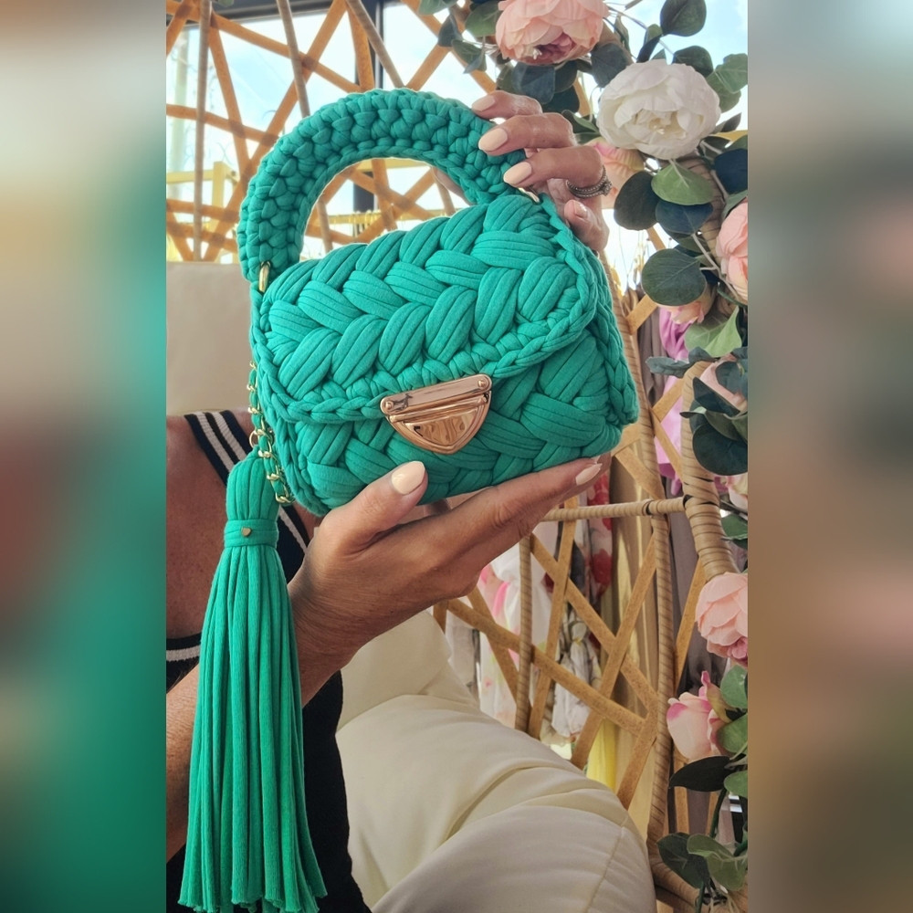 Beautiful handmade crochet handbag Zefirka designed and made in Poland